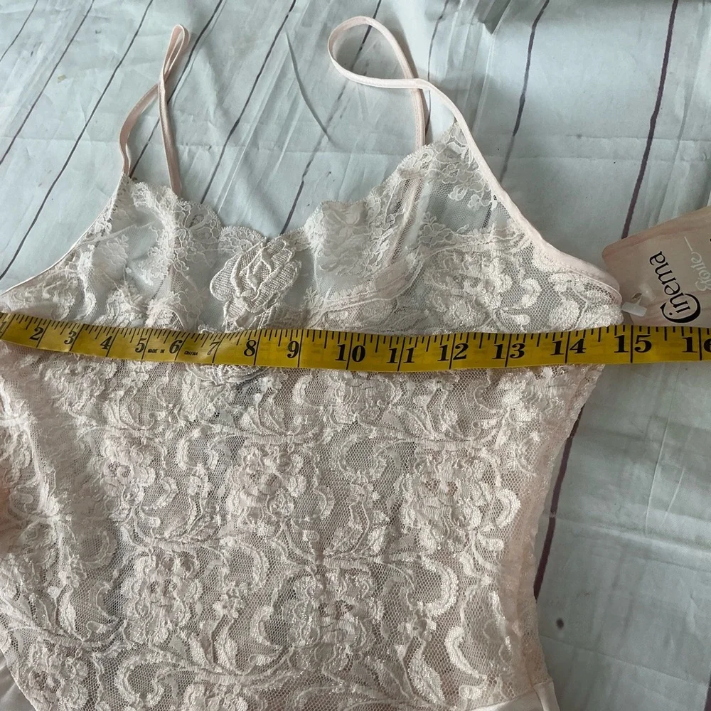 New Vintage Pink Lace Satin Women Babydoll Mini Slip Dress Size Medium NWT - Picture 11 of 12